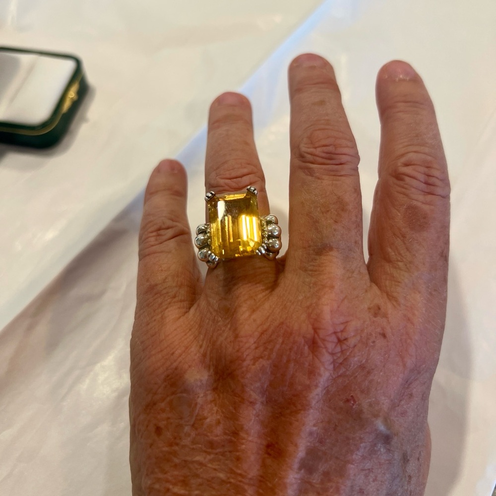 Lagos Silver and Gold Ring with Citrine Stone - Picture 5 of 6